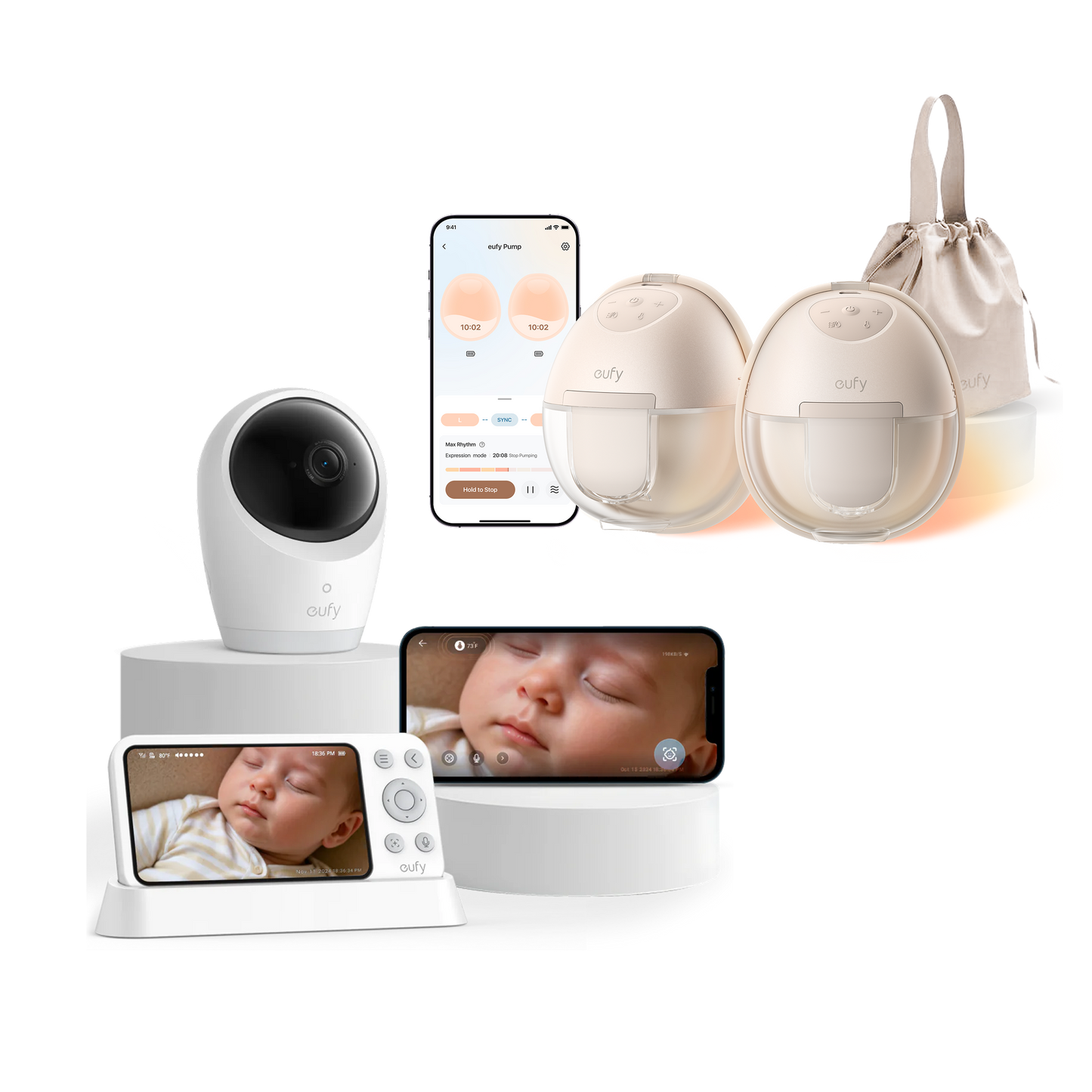 eufy Wearable Breast Pump S1 met eufy Baby Monitor met camera E21, 4K