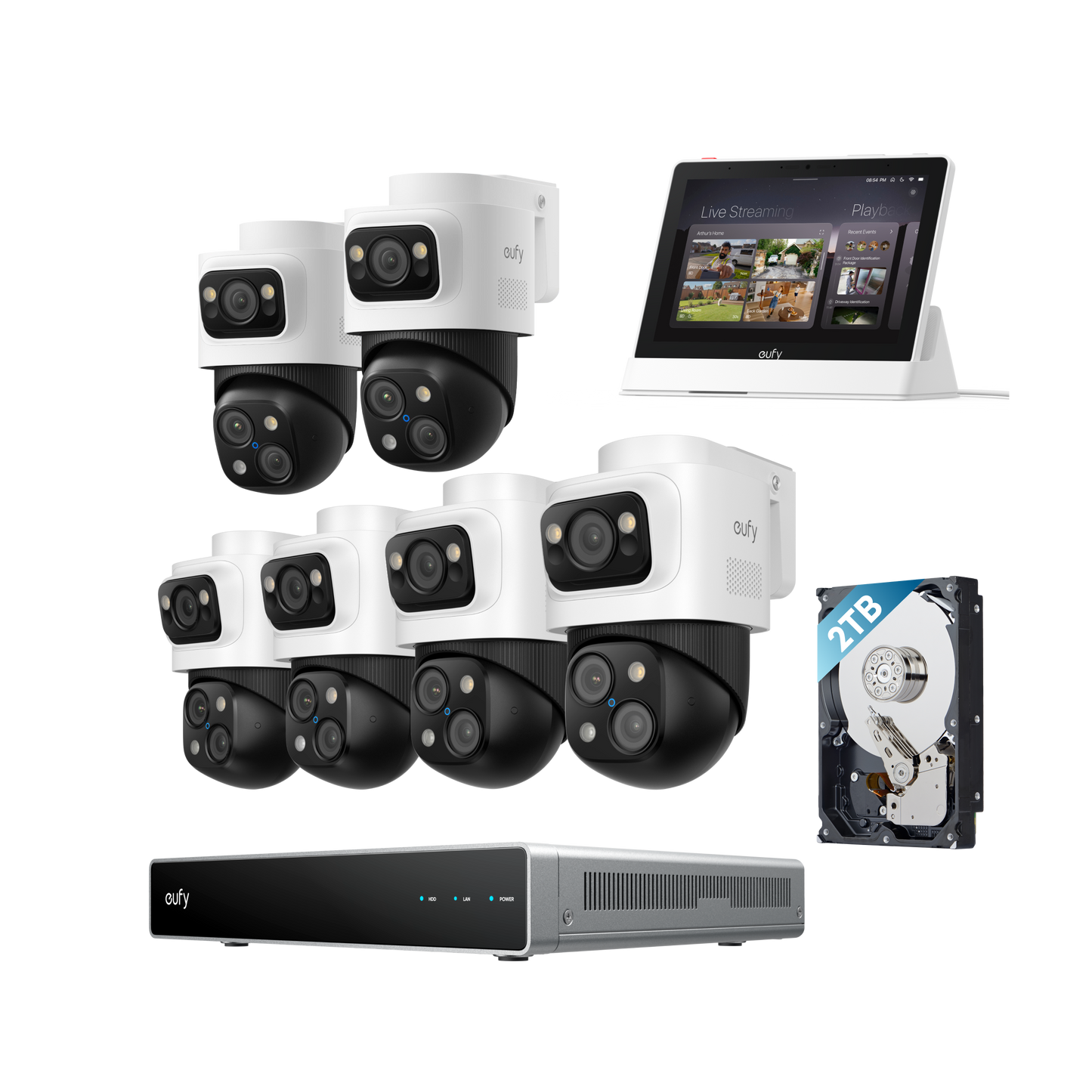 eufy PoE Bullet-PTZ Cam S4 6-Cam kit & Smart Display E10