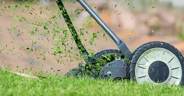 Accu-gedreven grasmaaier die gras maait