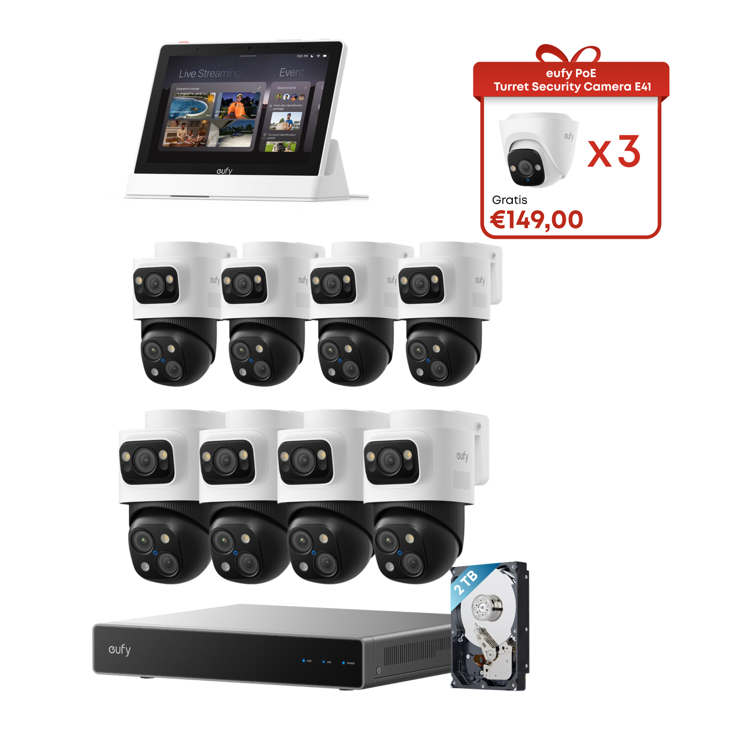 eufy PoE Bullet-PTZ Cam S4 8-Cam kit