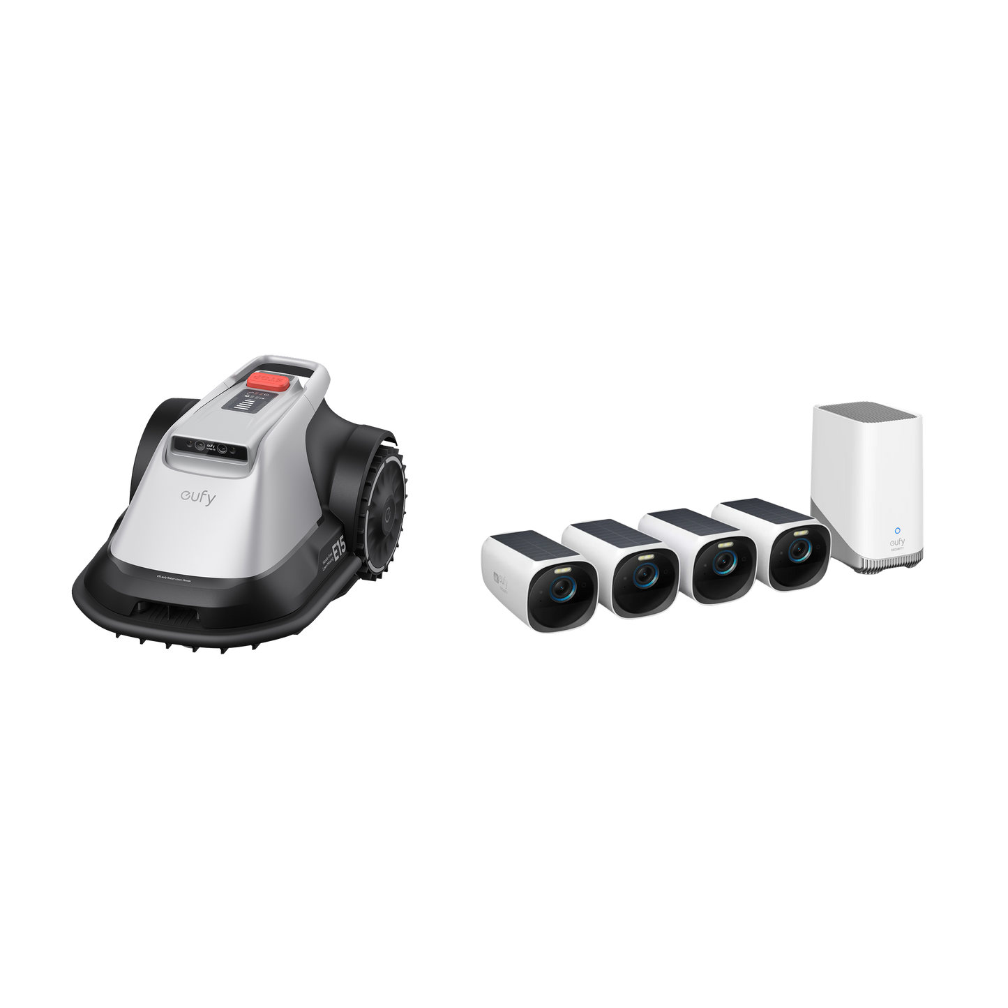 eufy Robotgrasmaaier E15 + eufyCam S330 (eufyCam 3) 4-Cam Kit