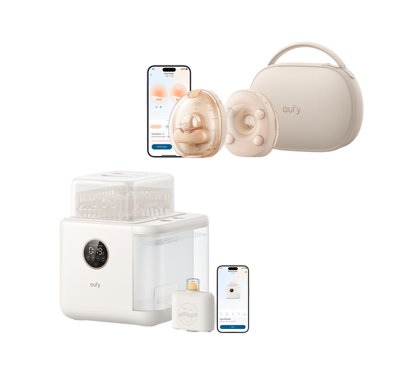 eufy Wearable Breast Pump S2 Pro met eufy Bottle Washer S1 Pro