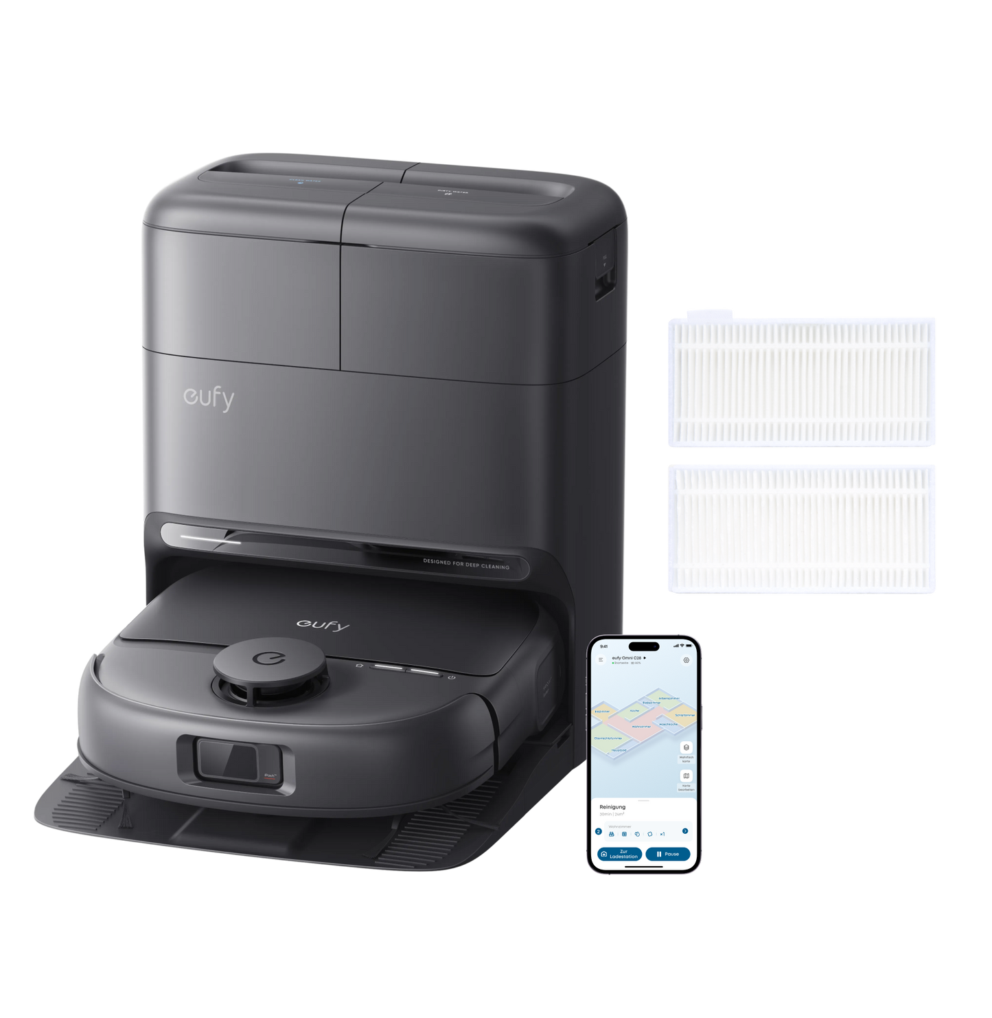 eufy Robotstofzuiger Omni C28 met eufy Vervangbaar Wasbaar Filter x 2（stuks） voor C28